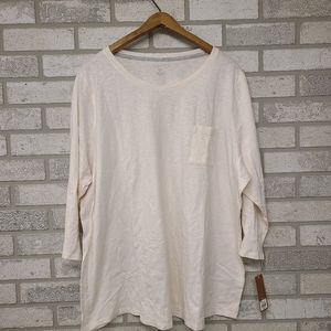 Sonoma 3/4 Sleeve Off White Cotton Shirt Size 2X